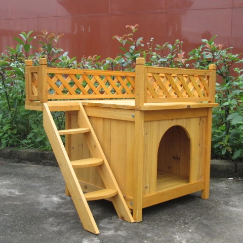 Natural Small Wood Wooden Pet House for Cats and Dogs Balcony Furniture