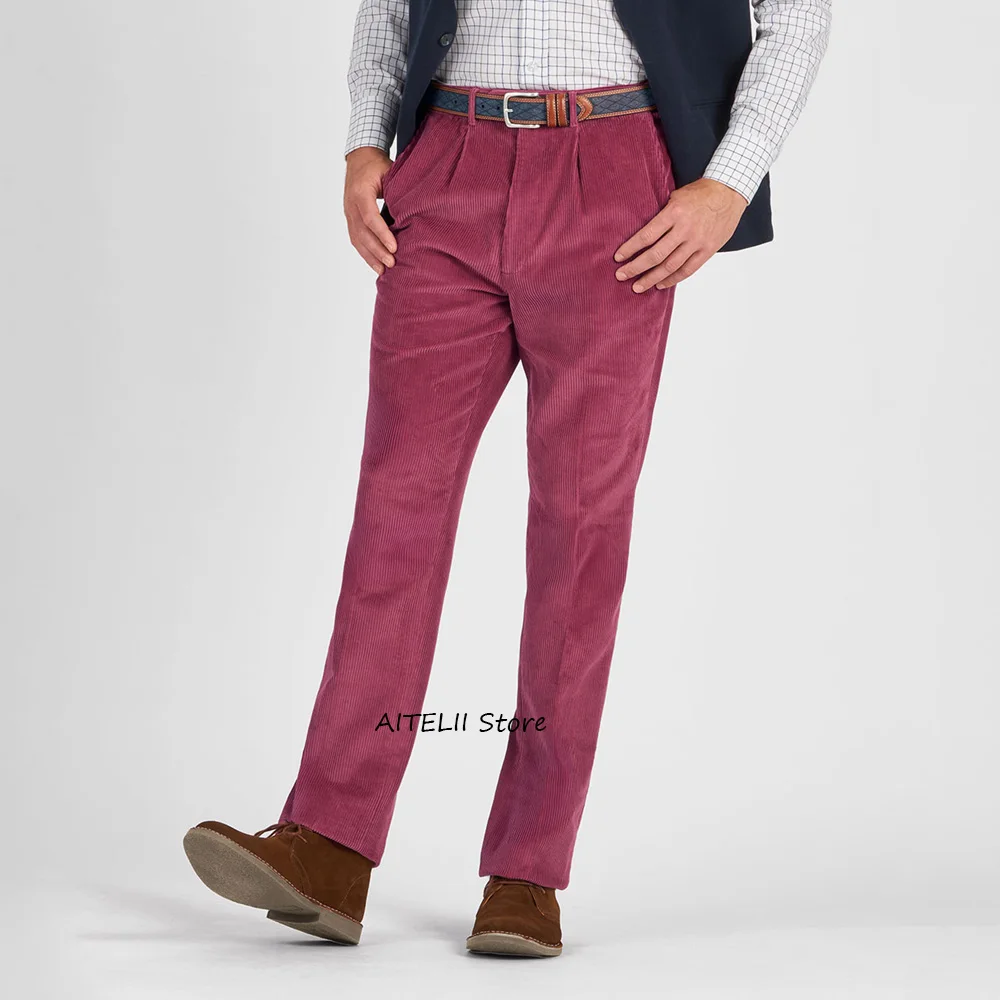 

Men's Trousers Classic Men's Pants for Man Straight Leg Corduroy Fabric Business Casual Work Trouser Tailoring Clothing