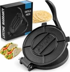 8 Inch Cast Iron Tortilla Press Pre-Seasoned Tortilla Maker For Corn Tortillas And Pancake Roti Mexican Tacos Maker Dough Press