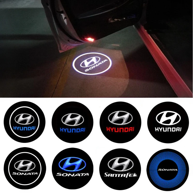 2Pcs Led Car Door Welcome Logo Lights Accessories For SONATA LF 2015 2016 2017 2018 -- 2019 Russia 2018 -- Now