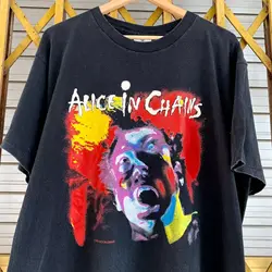 Alice In Chains Band Black Short Sleeve Unisex Cotton T shirt Reprint S-5XL