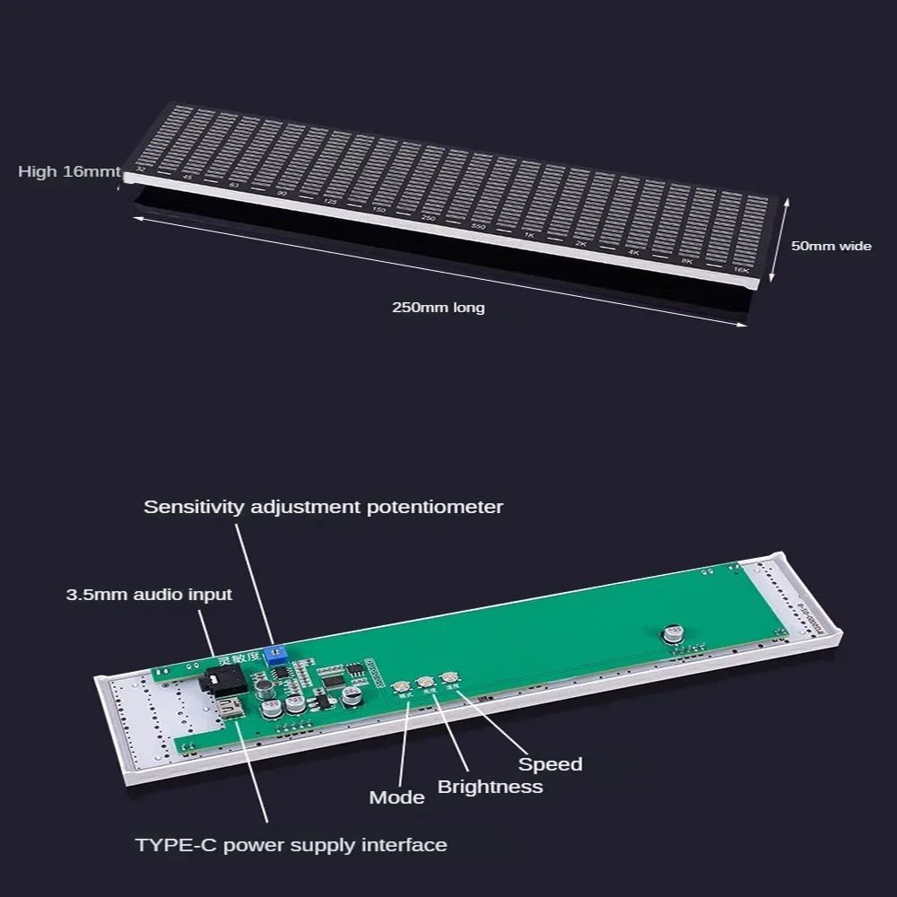 NEW DIY WHITE LED Music Spectrum Light Car Electronics Volume Indicator Voice Rhythm VU  Atmosphere Light