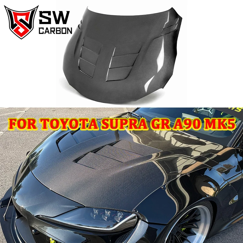 Carbon Fiber TSII Style Engine Hood for Toyota Supra GR A90 A91 MK5 Front Engine Valve Cover Heat Shield Auto Parts