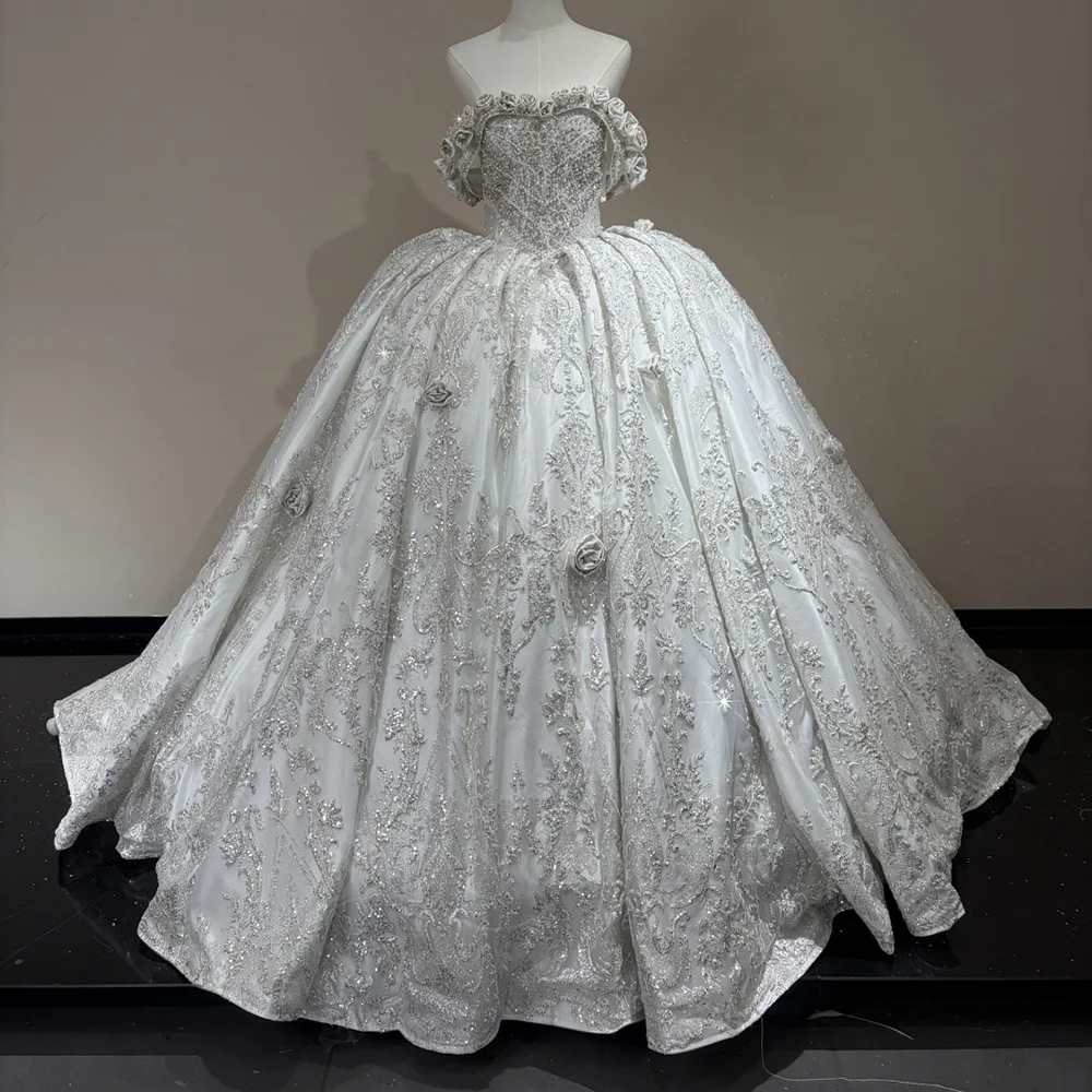 

Flash Sale Customized Ball Gowns Wedding Dress Cap Sleeve Scoop Lace Beaded Court Train Bridal Dresses Vestidos De Noiva