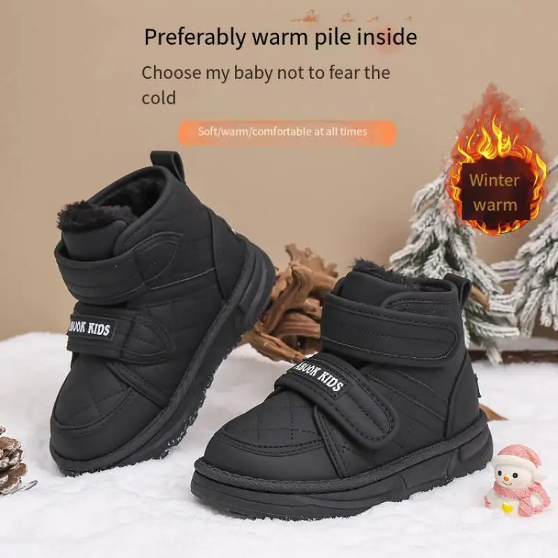 Kawaii Cartoon Kuromi Girl Cotton Boots Winter Child Velvet Cotton Shoes Girl Keep Warm Sanrios Soft Comfortable Anime Figure