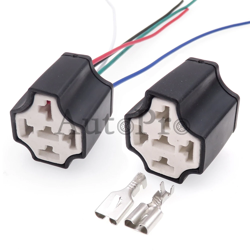 1 Set 5 Hole Car Ceramic High Temperature Relay Holder Socket Starter Auto Large Current Wiring Harness Connectors