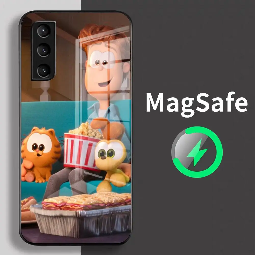 Anime Cute G-garfield-S Phone Case For Samsung S25 S24fe S23 S22 S21 S20fe N20u Ultra Plus Magsafe Glass Phone Case