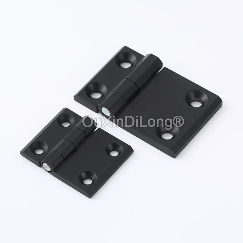 4PCS Zinc Alloy Folding Hinge Rectangular Eccentric Butt Hinges Eccentric Cabinet Hinges for Electric Cabinet Door Black FG1215