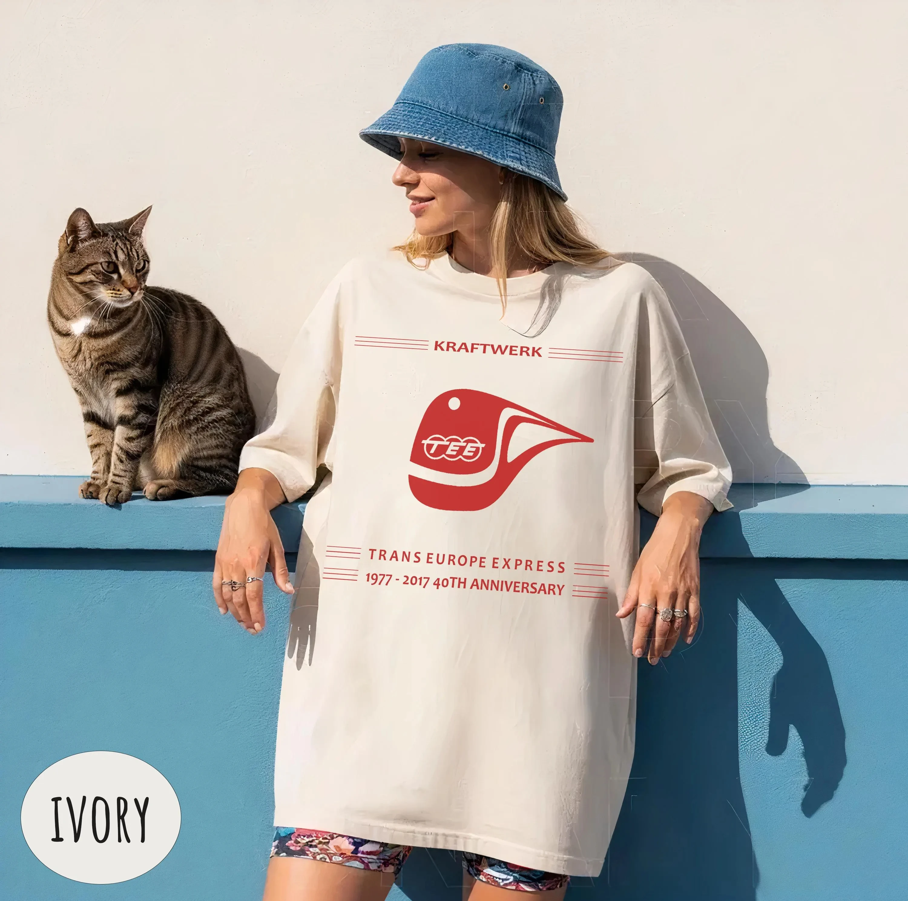 2026 Summer Retro Women's Kraftwerk Trans Europe Express TShirt Unisex Cotton and Breathable Short Sleeve Oversized Loose Casual