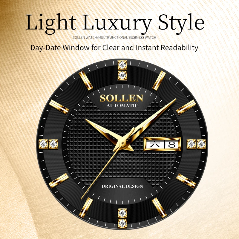 SOLLEN watch men's fully automatic mechanical watch waterproof night light watch as a Valentine's Day gift for boyfriend