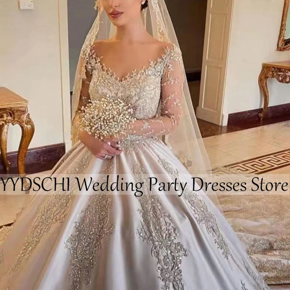 

Customized Wedding Dresses 2025 Bridal Gown Exquisite Embroidery Ivory Sweetheart Stain Appliques Sleeves Sweep Train Ball Gown