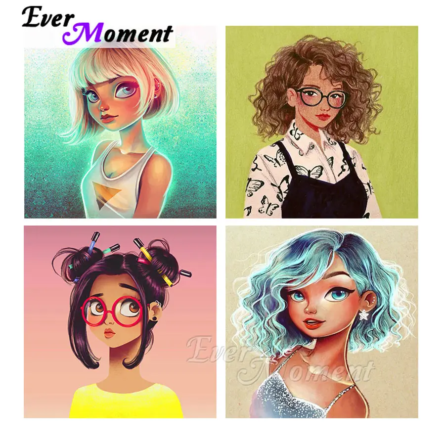 

Ever Moment Diamond Painting Girl Art Collections Cross Stitching Paintings On The Wall Canvas Handicraft Goods 2021 ASF2315