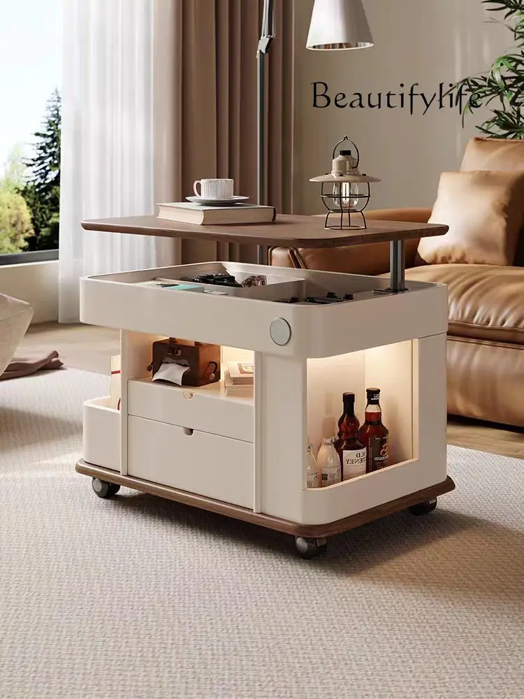 

Mobile Coffee Table Living Room Home Small Apartment Modern Simple Multi-Functional Lifting Solid Wood Coffee Table