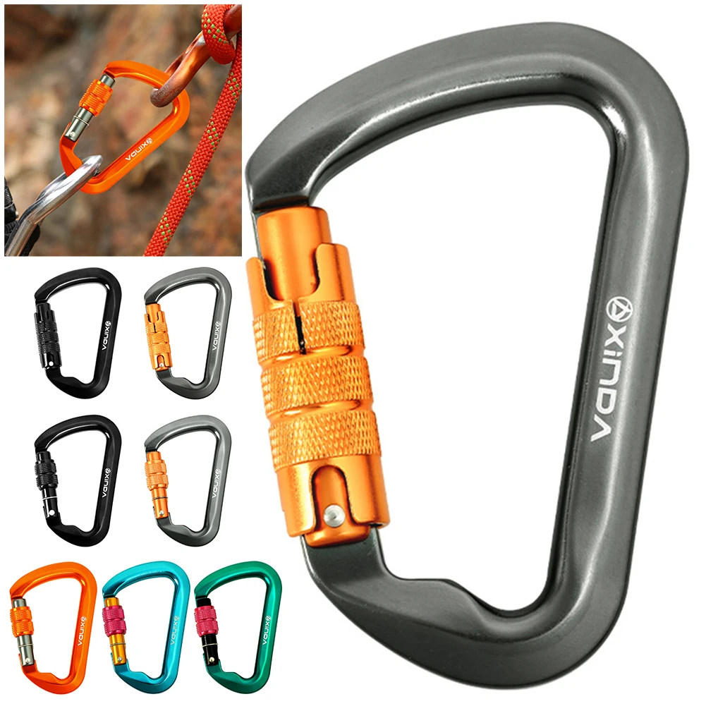 30kN Locking Carabiner Heavy Duty Rock Climbing Carabiner Mountain Caribiniers for Rock Climbing Rappelling and Mountaineering