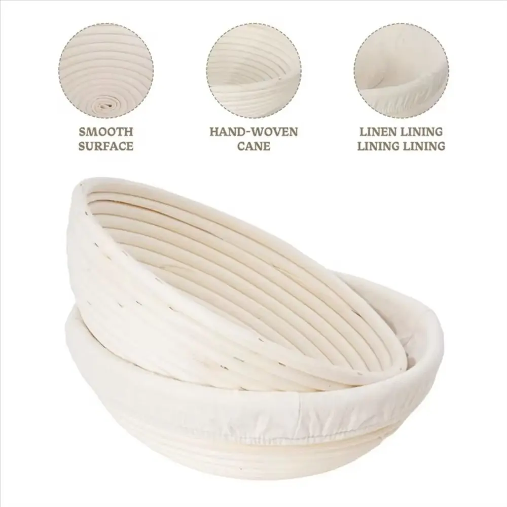 Round Bread Proofing Basket Linen Lining Handmade Bread Basket Breathable Cloth Natural Dough Rising Rattan Basket
