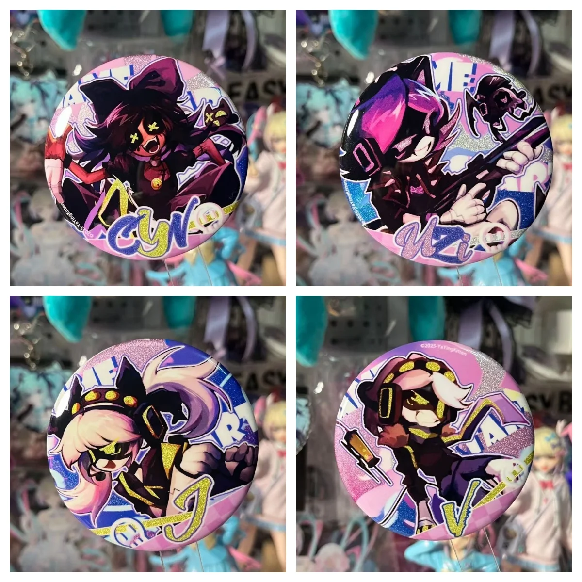 머더 드론즈 캐릭터 틴플레이트 배지 우지 엔 비 제이 싱 애니메이션 만화 원형 브로치 백팩 의류 핀