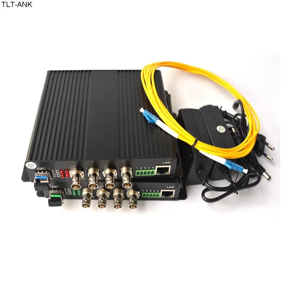 4 Channel HD SDI over Fiber Optic Media Converter,Video Audio Ethernet over fiber, with 2SFP optical module,LC for HD SDI camera