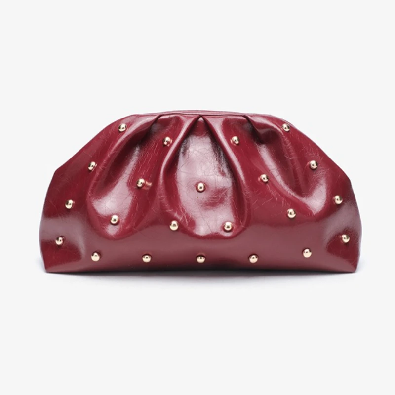 Bolso de mano con cremallera para mujer, novedad 2026, de moda, sencillo, multifuncional, con cierre, diseño de hongo, gran capacidad, plegable, tipo nube, para cena