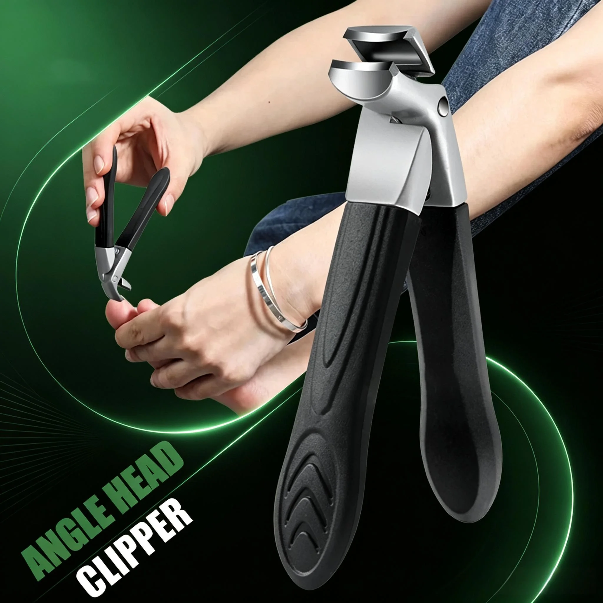 Heavy-Duty Curved Blade Nail Clippers with Wide Opening, Splash-Proof Design for Thick Hard Nails, Professional Manicure Tool