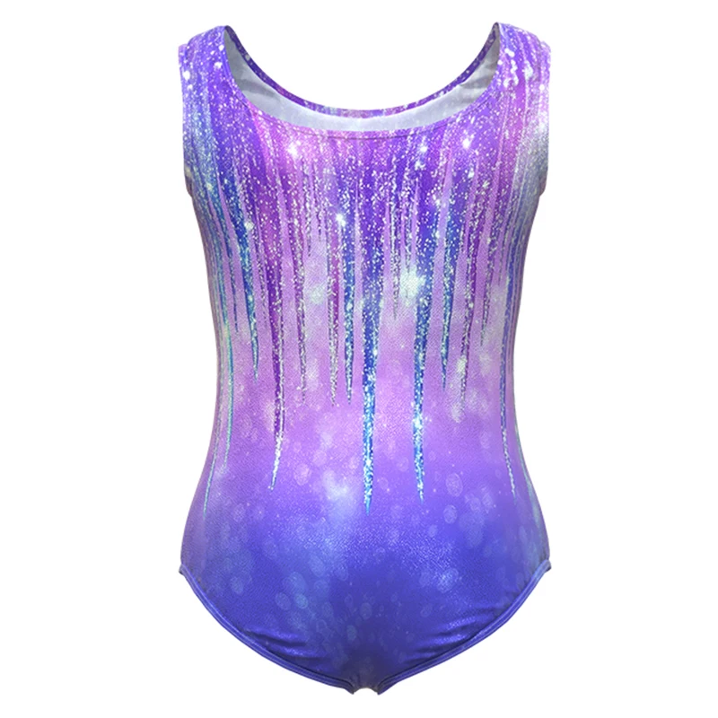 Justaucorps de gymnastique pour filles, manches débardeur, pour gymnastique, Biketard athlétique scintillant, tenues de culbutage pour enfants