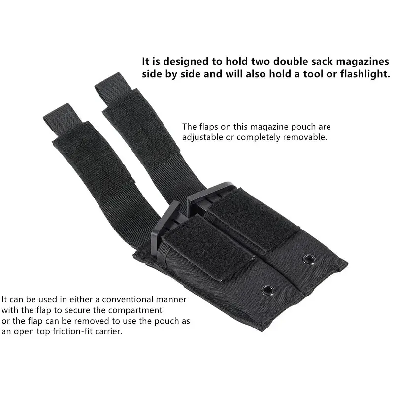 Tactical Magazine Pouch Double Pistol Mag Bag Molle Flashlight Pouch Holder Case fondina per coltelli da caccia all'aperto