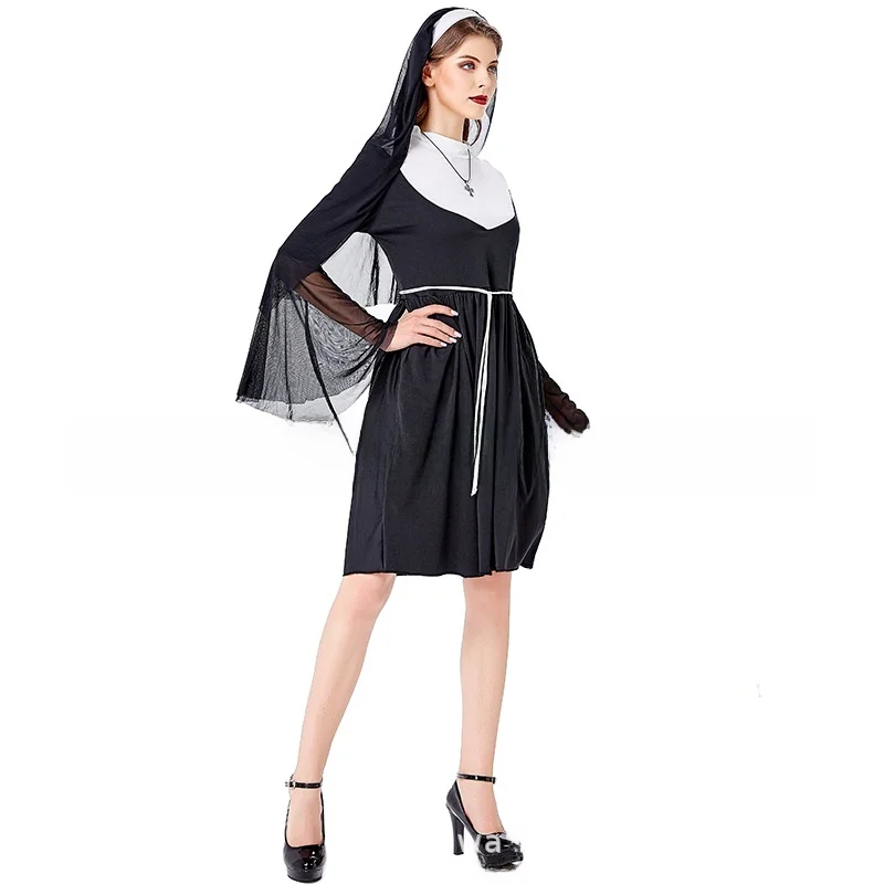 Nova igreja xl mãe maria freira traje desempenho de palco role-plang loween outfit tradicional chinês étnico feminino wear