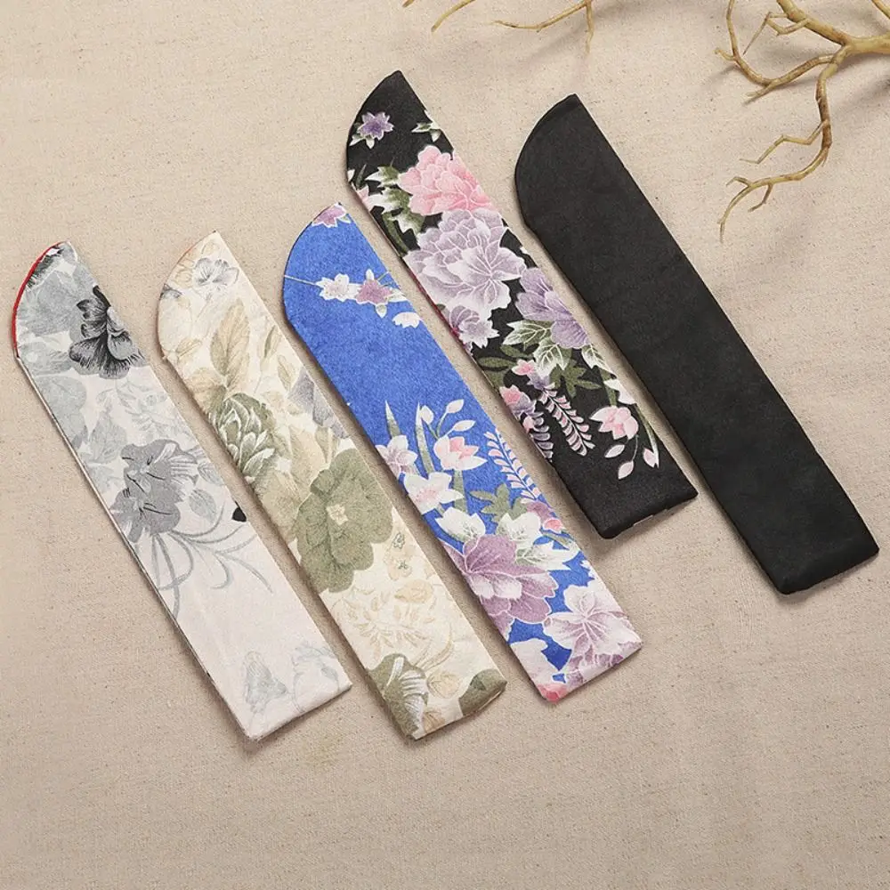 Embroidered Silk Cloth Fan Bag Brocade Linen Dustproof Cover Elegant Dustproof Fan Pouch Wedding Gift