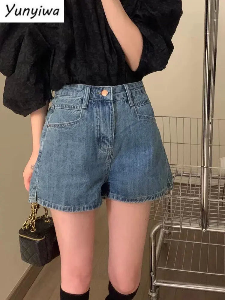 

Jeans Shorts Women High Waisted A-Line Slim Cut Wide Leg Denim Spring 2023 Fashion Casual Blue Jeans Shorts