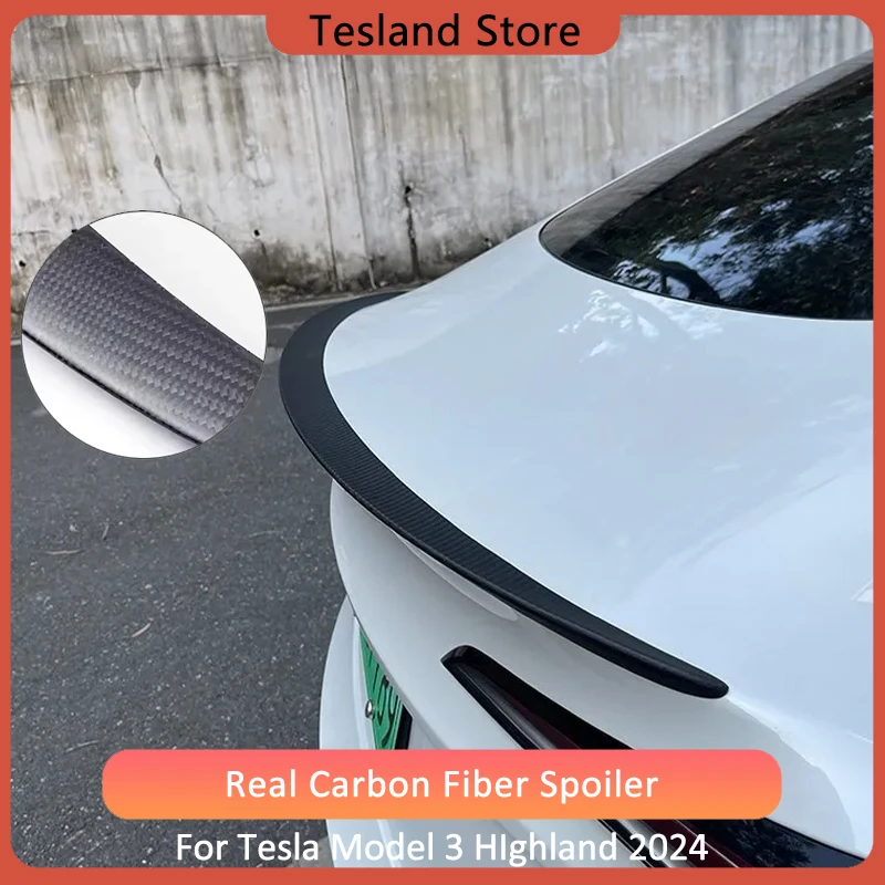 2024 Model 3 Highland Real Carbon Fiber Spoiler For Tesla Model3 Highland glossy Matte Carbon Trunk Wings Car Accessories