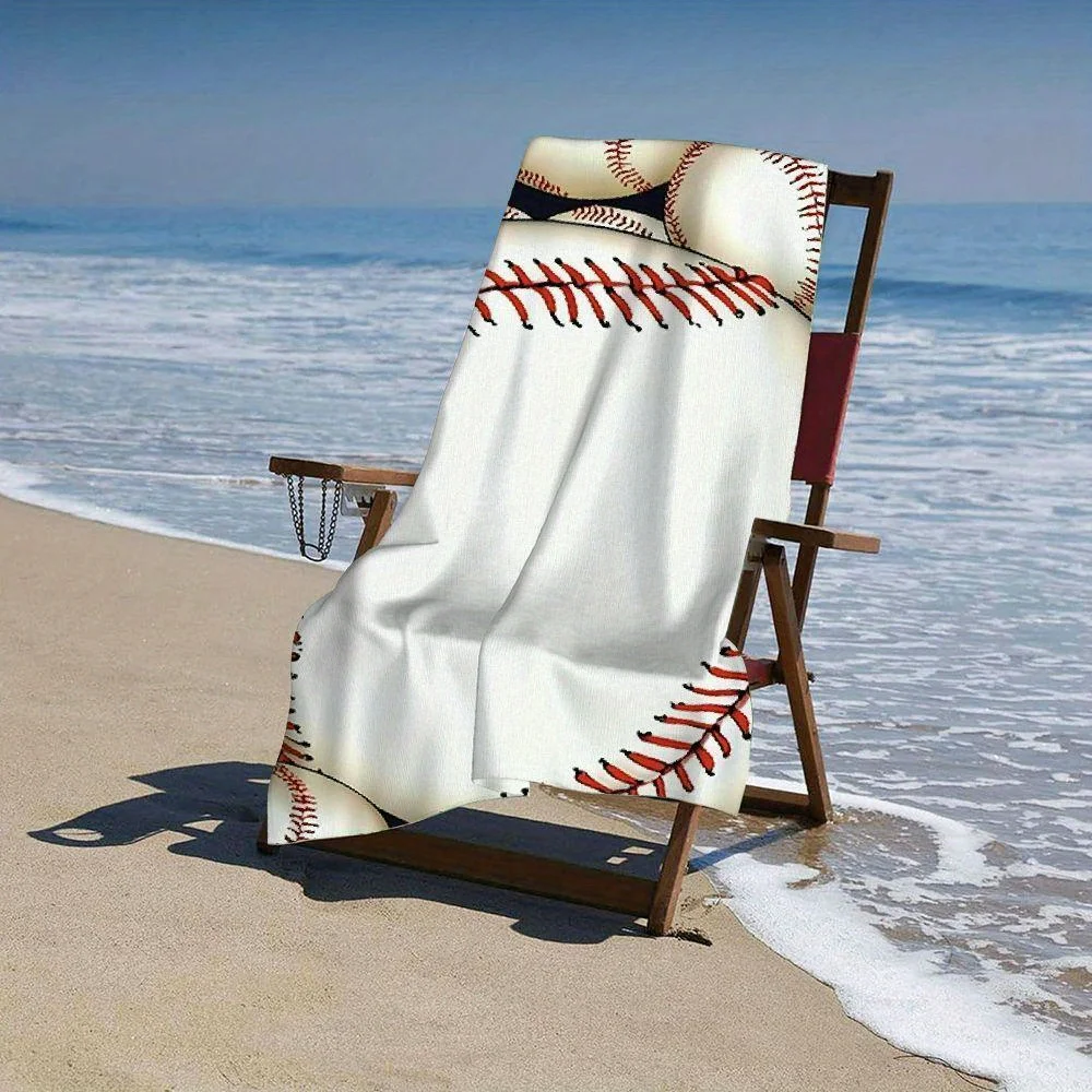 Baseball Print Beach Towel Quick Dry Sand Free Bath Towel for Pool Travel Summer Vacation Sports Lover Unisex
