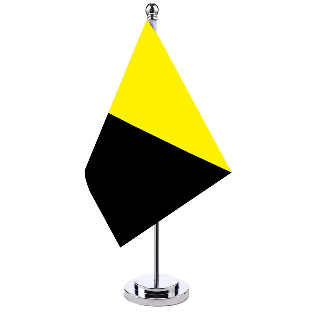 

Mini Colour Flag Of Black Yellow Banner Meeting Boardroom Table Desk Stand Flag Set Yellow Black Emblem Room Office Decoration