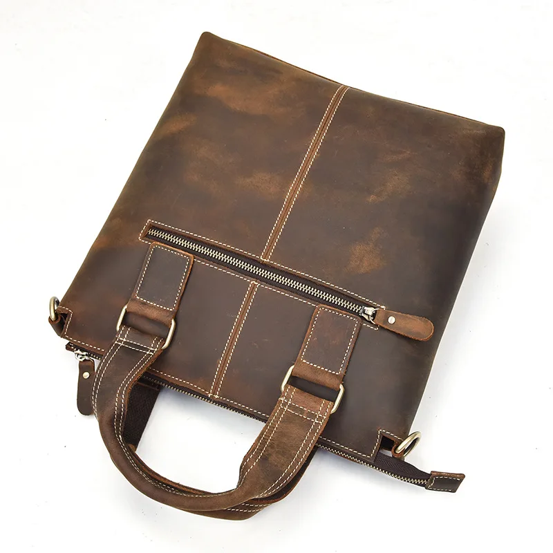 Men's Retro Leather Briefcase Work Portable Business One Shoulder Messenger Bag Personality Trend