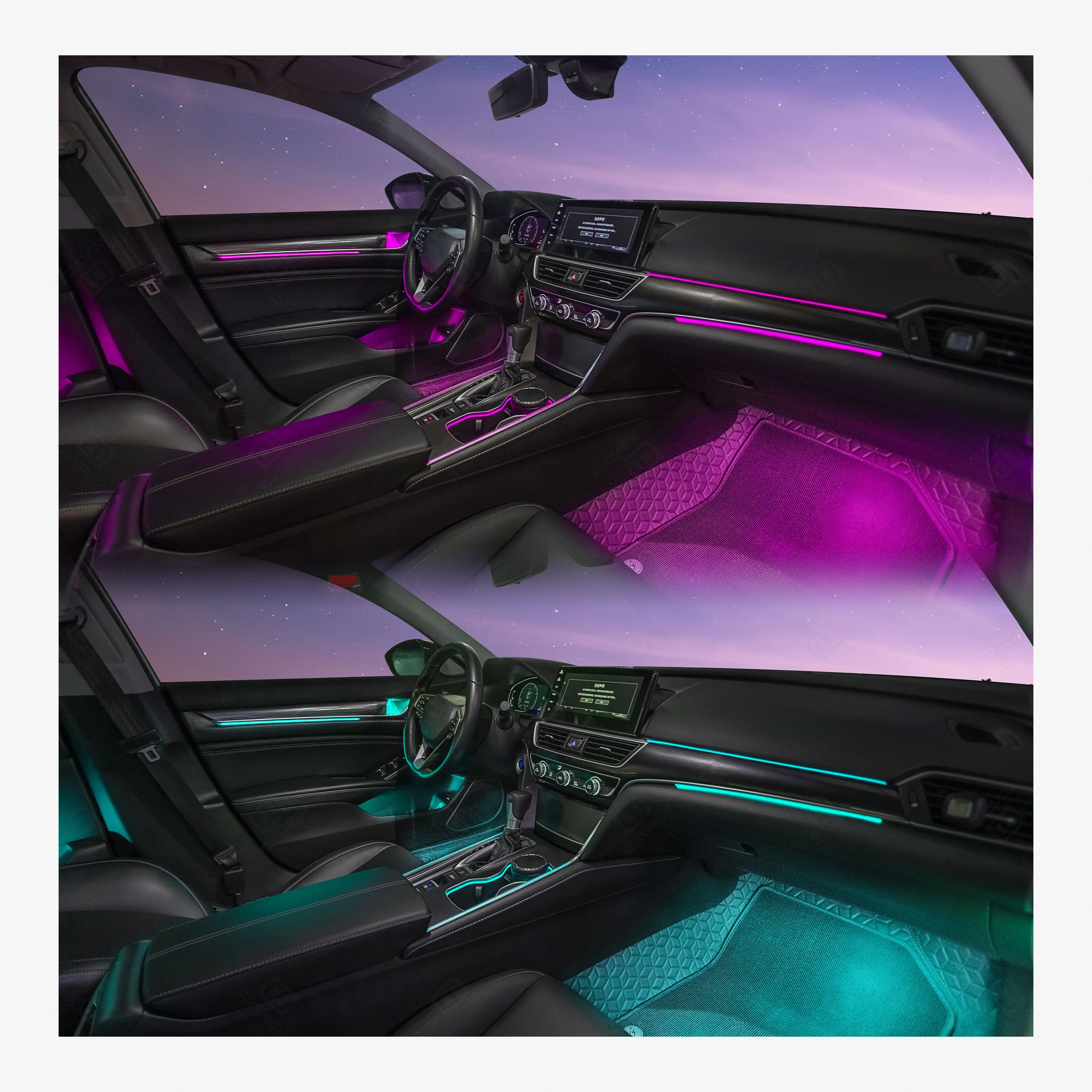 Hot selling：Upgrade Car Atmosphere  'CARDI' K3 14 in 1 App Controlled RGB Ambient Light System Universal Automotive Kit