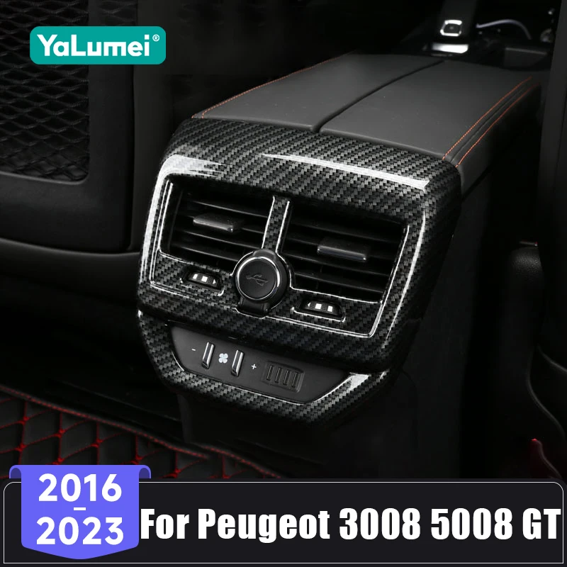 

For Peugeot 3008 5008 GT Hybrid 2016 2017 2018 2019 2020 2021 2022 2023 Car Rear Air Condition Vent Outlet Anti-kick Trim Cover