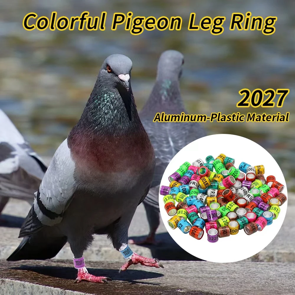 50 Pièces 2027 Bagues de pied en aluminium et plastique pour pigeon, numérotées, pour identification et signalisation des pigeons messagers
