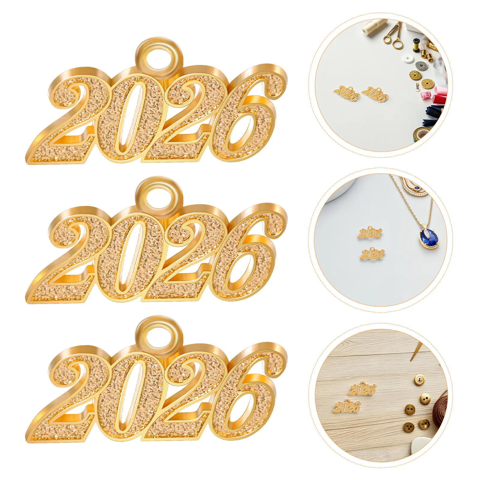 100Pcs Alloy Necklace Pendants 2026 Year Number Charms Mini Metal Findings for Bracelet Keychain DIY Graduation Jewelry Making