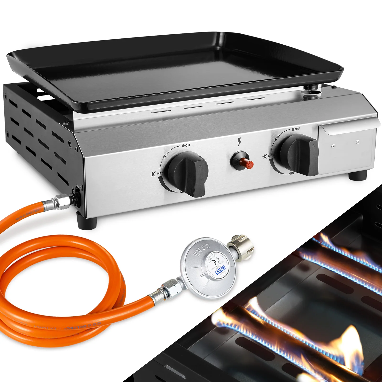 Gasgrill mit 2/3 Brennern, Tischgrill zum Grillen, Braten, Kochen, Camping-Grill, Tragbarer Picknick-Grill BBQ