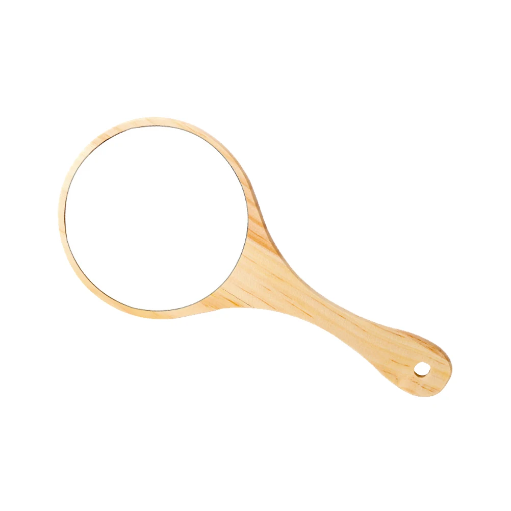 1 قطعة ماكياج خشبي شنت مقبض ماكياج محمول للخشب مرآة النساء الفتيات مقبض خمر مرآة الخشب #4