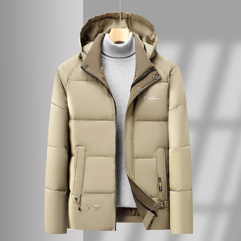 الرجال الفاخرة مقنعين الشتاء سترة سميكة الدافئة معطف مبطّن سستة ملابس خارجية موضة الأعمال عادية الكلاسيكية تنوعا الاتجاه الرجال #1