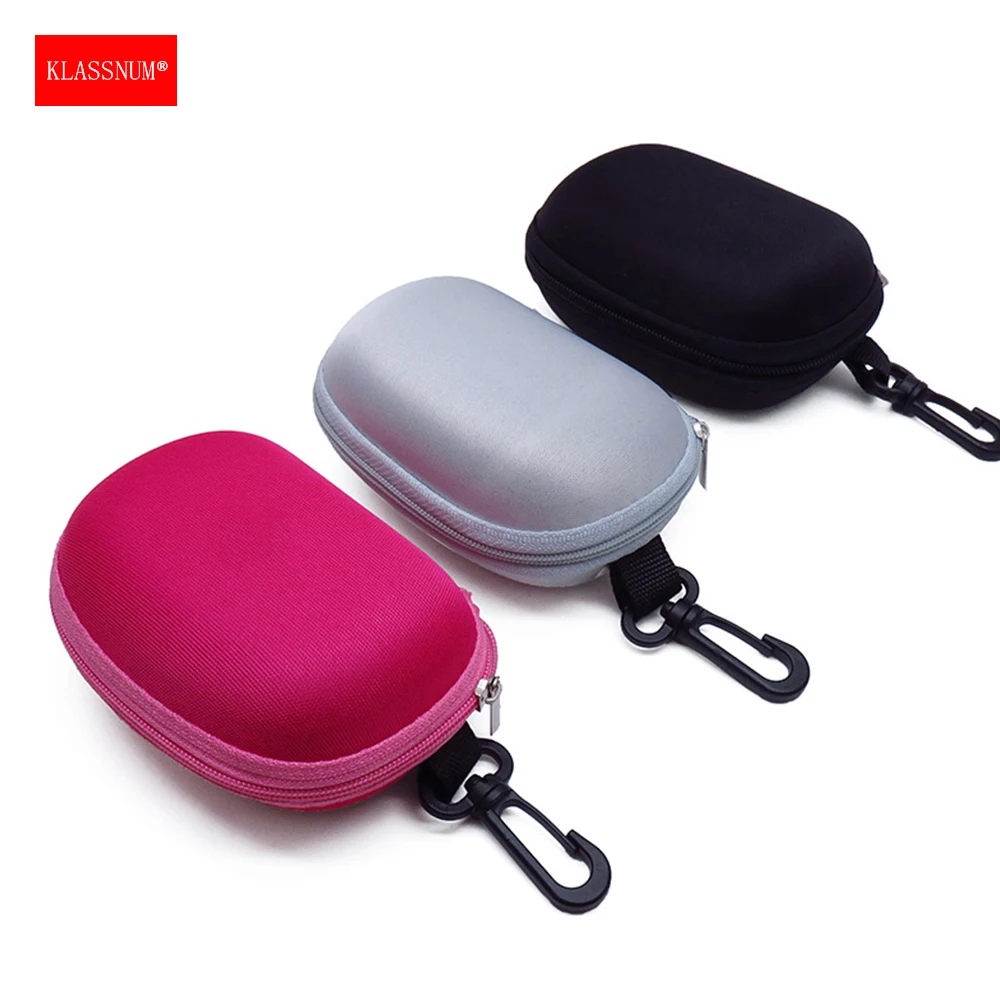 KLASSNUM Portable Folding Reading Glasses Hard Case EVA Zippered Folding Sunglasses Glasses Box Small Storage Pouch with Hook