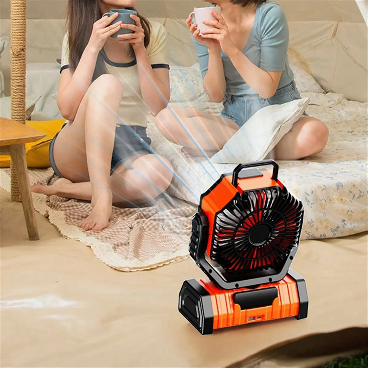 

Вентилятор для кемпинга на открытом воздухе с подсветкой, перезаряжаемый 20000 мАч, большой емкости, длительный срок службы для рыбалки и кемпинга [cilae-17R]