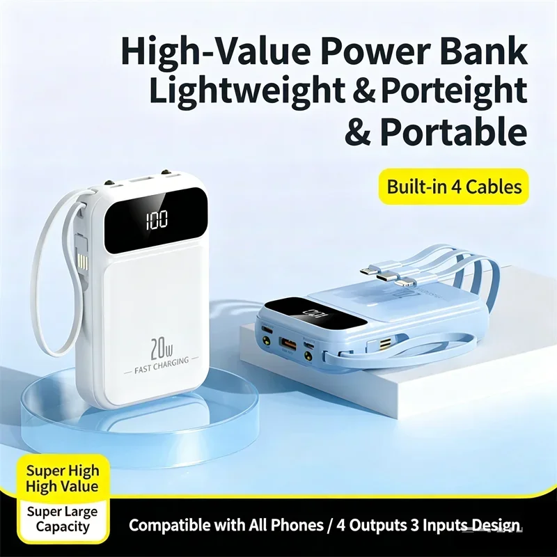 Batería externa portátil de 20000 mAh con carga rápida