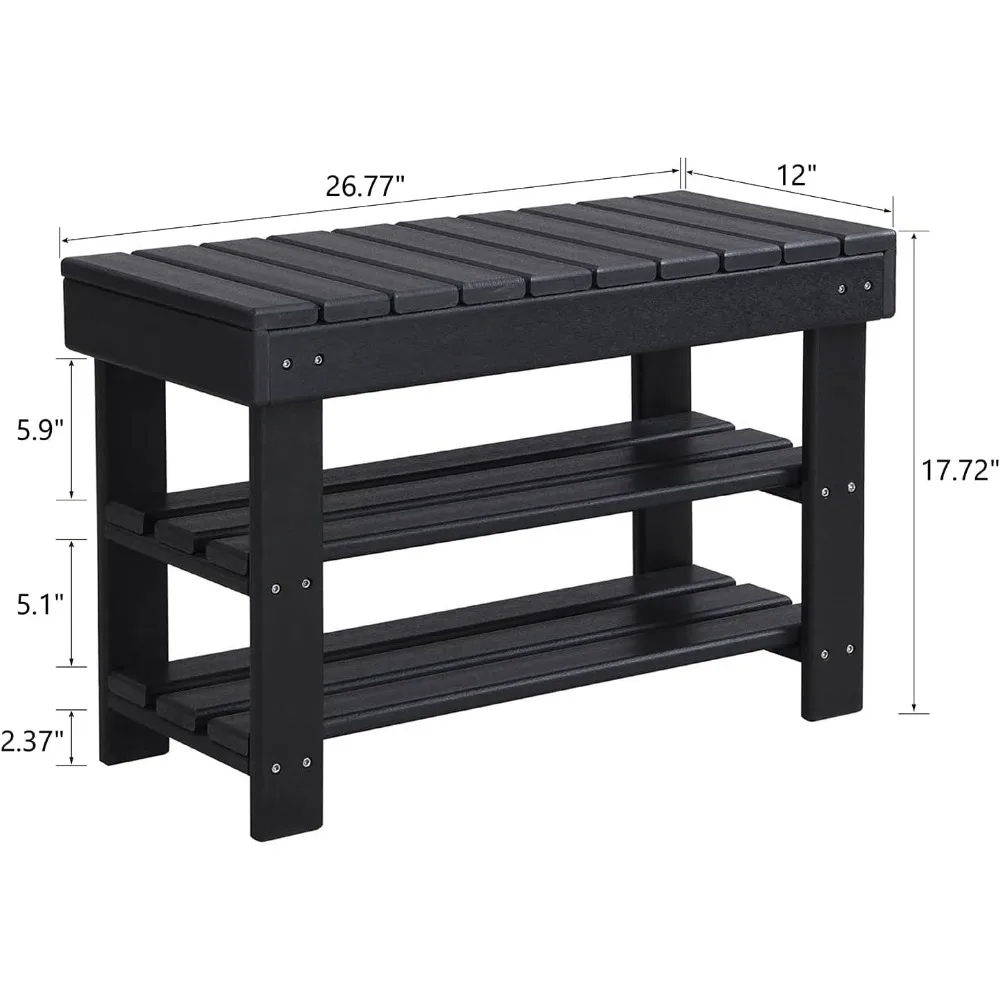 Outdoor Side Tables Modern 3-Tier Adirondack Table Rustic End Table HDPE Entryway Shoe Bench Storage Shelf Industrial Corner