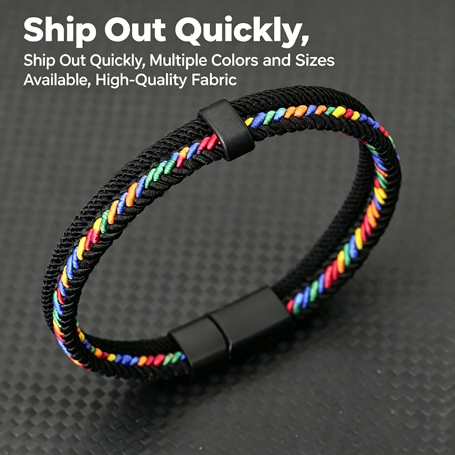 Neue Mode Männer Armband Seil A Grade Handgemachte Stoff Armband Armreif Abnehmbare Magnetische Schnalle Perfektes Geschenk Ihn Pulseria Hombre – Detail 3