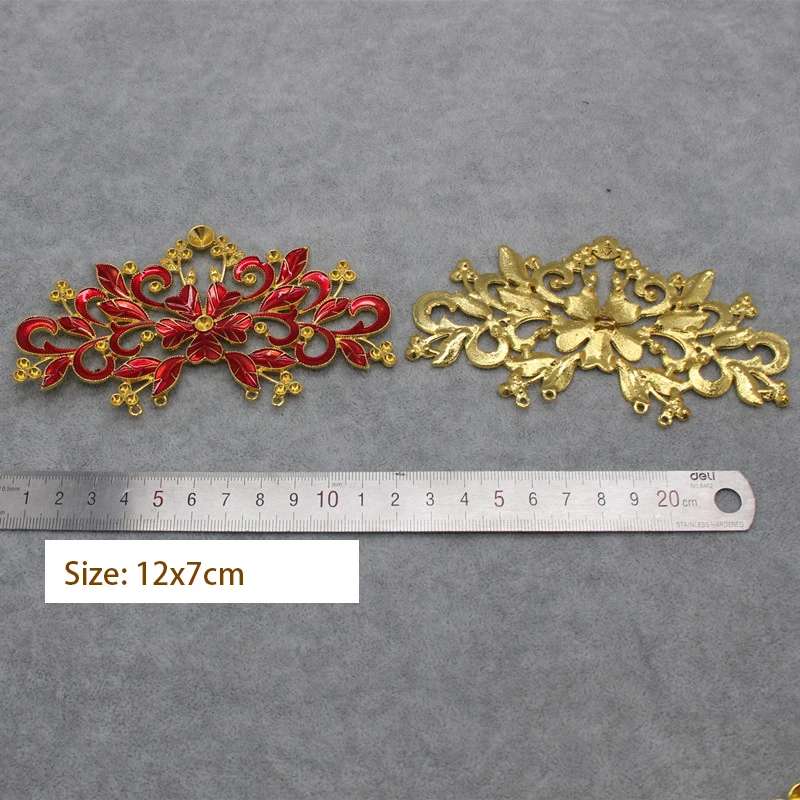 Oil Dripping Cloisonne Phoenix Rising Accessories Acanthus Vine Scroll Flower Filigree Charm Vintage Embellishment Ornate