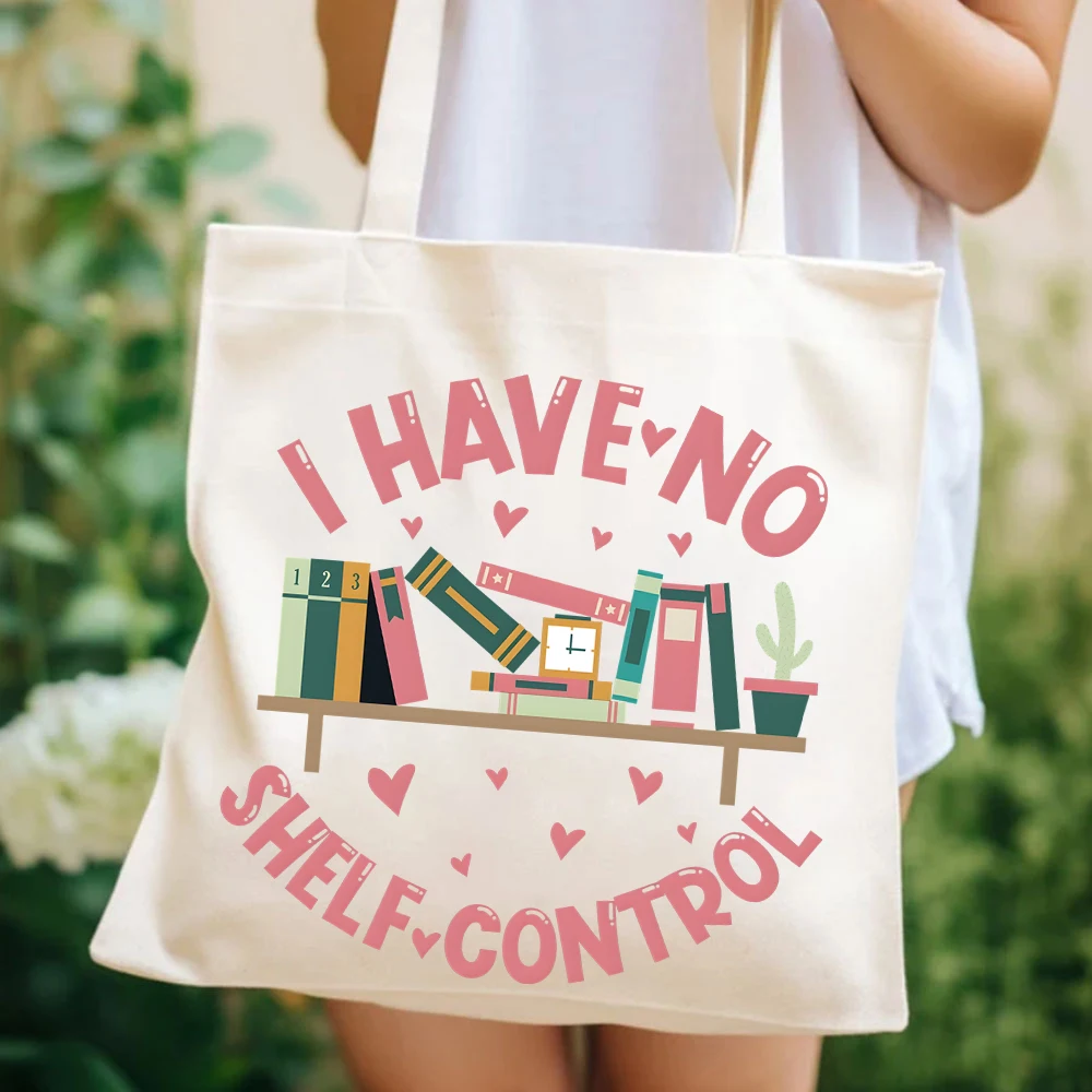 I Have No Shelf Control Tote Bags Bookworm Gift Tote Bag's Librarian Book Lover Women's Handbags Reading Teacher Women's Hadbags