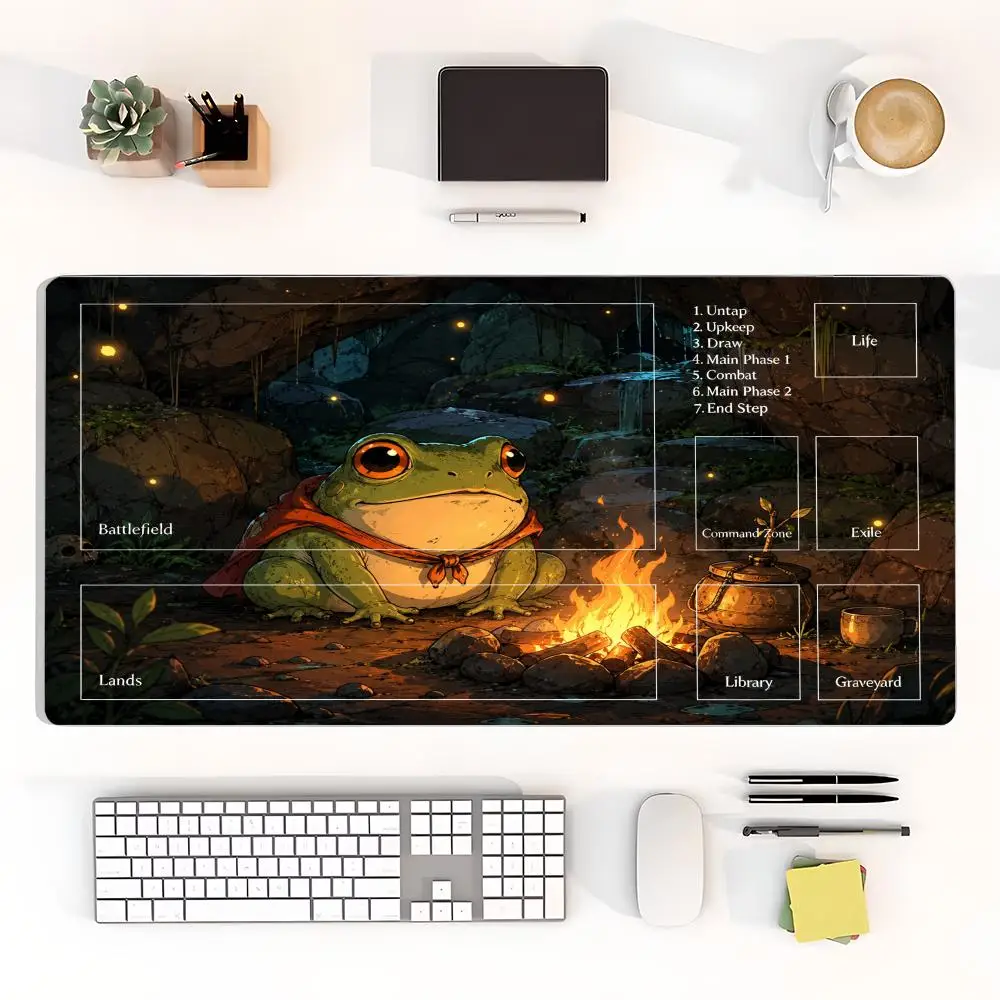 Firefly pond vibe mouse mat frog lotus leaf dim green pond glow bugs natural rubber anti slip long dual use mat