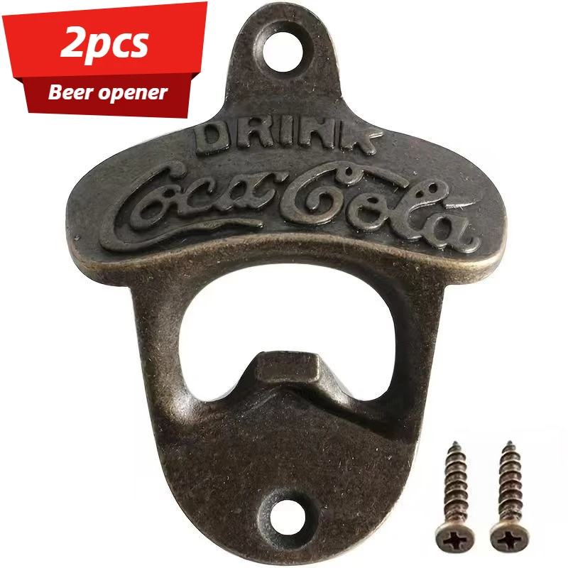 2pcs Piece Wall-Mounted vintage Beer Opener Bar Accessory Screw-Type Bottle Opener Bar Decoration Item