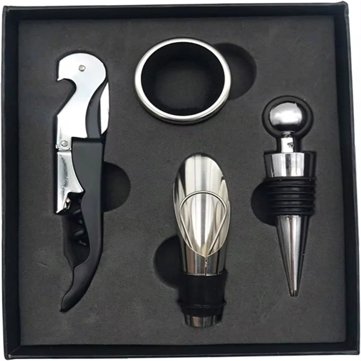 New Stainless Wine Corkscrew Kit with Foil Cutter & Bottle Opener Seahorse Knives Corkscrew Set Tool