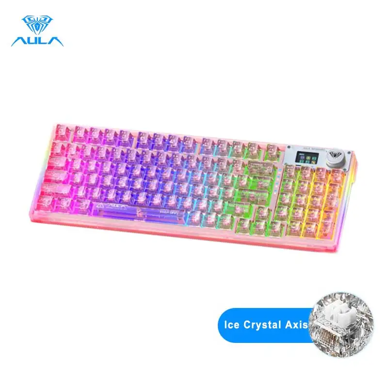 AULA F98PRO ワイヤレスメカニカルキーボード透明キーキャップ RGB 